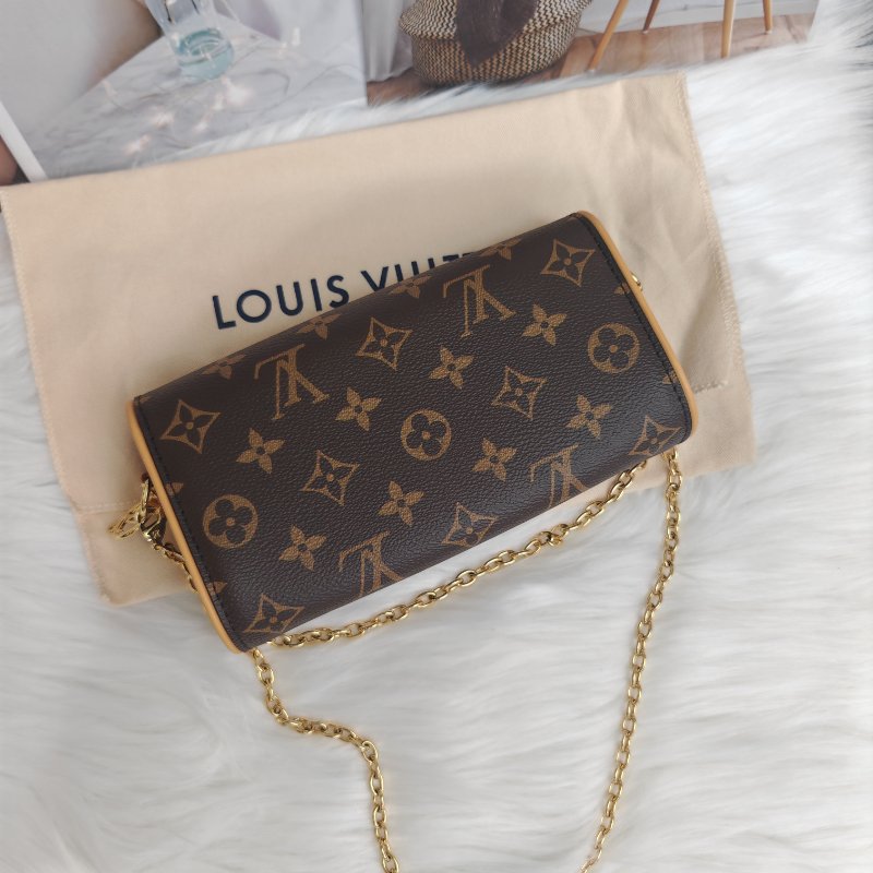 LV Pochette Camille 棕色 老花 涂层帆布拼牛皮 金扣-1