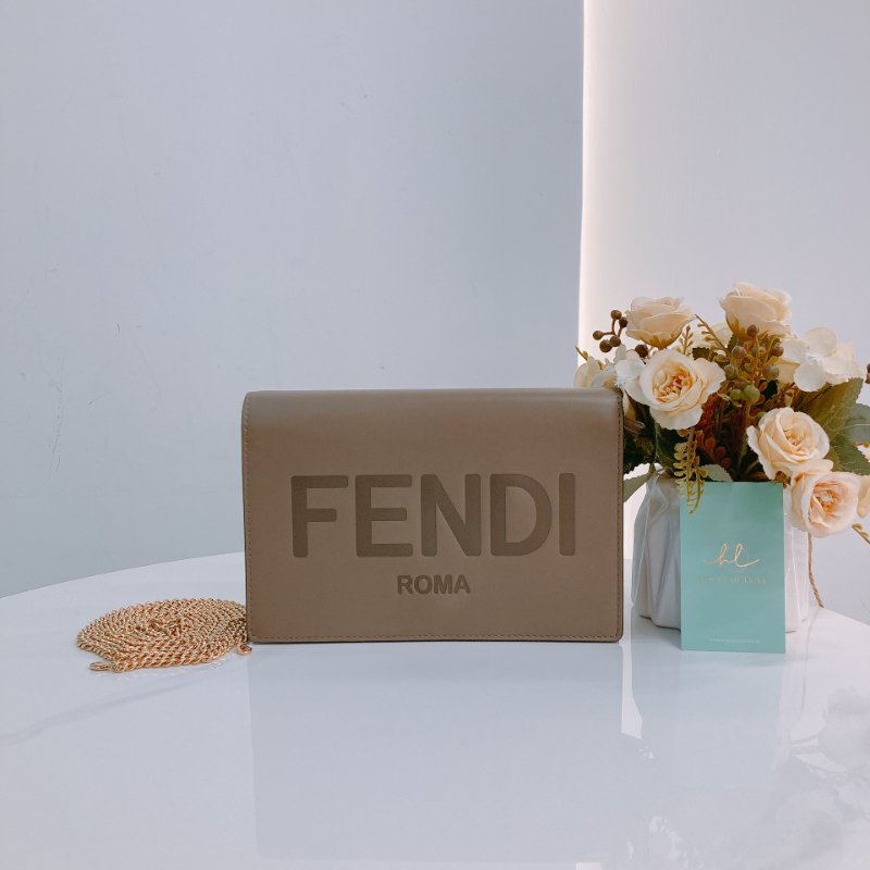 MS0479 Fendi 芬迪 鏈條錢包 牛皮 棕色 啡色 金扣 Roma Wallet On Chain Calfskin Brown x GHW-0