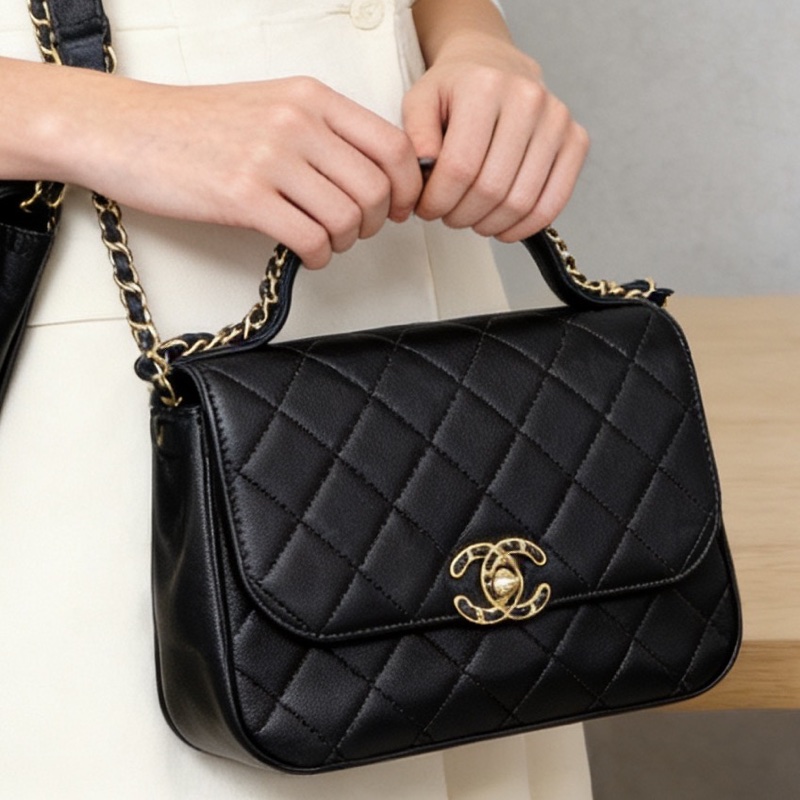 CHANEL 19bag系列黑金手提肩背斜背郵差包23*16*6 98新配件保卡塵袋-0