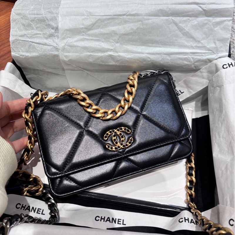 Chanel 19bagwoc黑金小號芯片款 全新閒置配件塵袋盒子-5