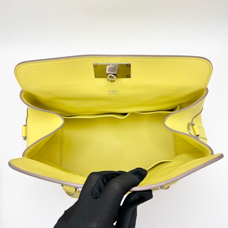 HERMES Too1box小雞黃銀扣牛奶盒子26手提肩背斜背包26*29*18 98新配件塵袋鑰匙-2