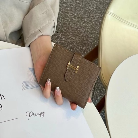 HERMES 大象灰金扣Bearn短款錢包12*9.5*1.5 全新閒置配件盒子