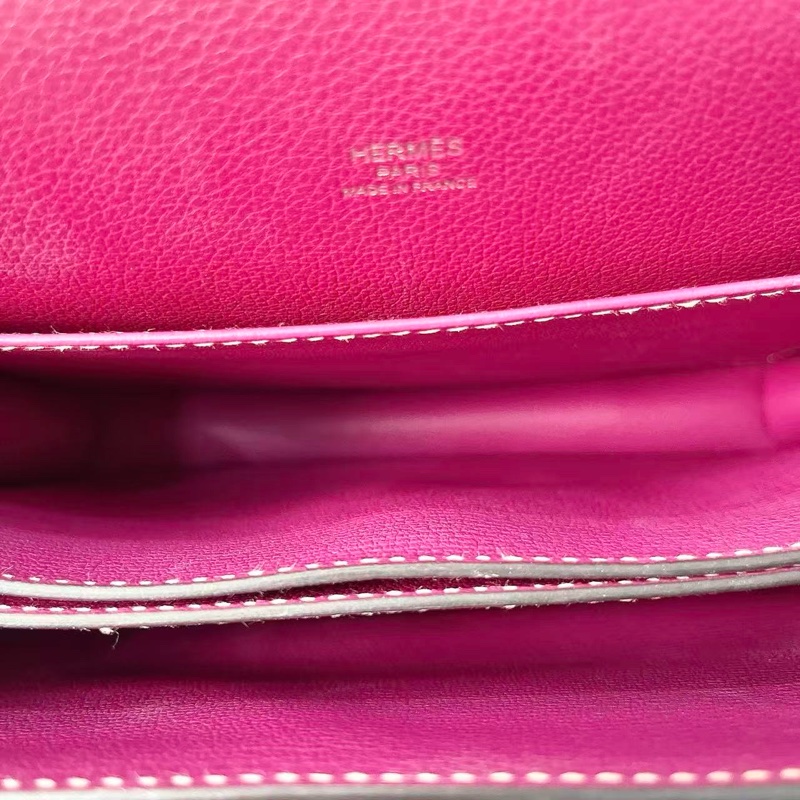 Hermes 玫紫色roulis 23銀扣豬鼻子肩背包23×19×6.5 98新配件塵袋-2