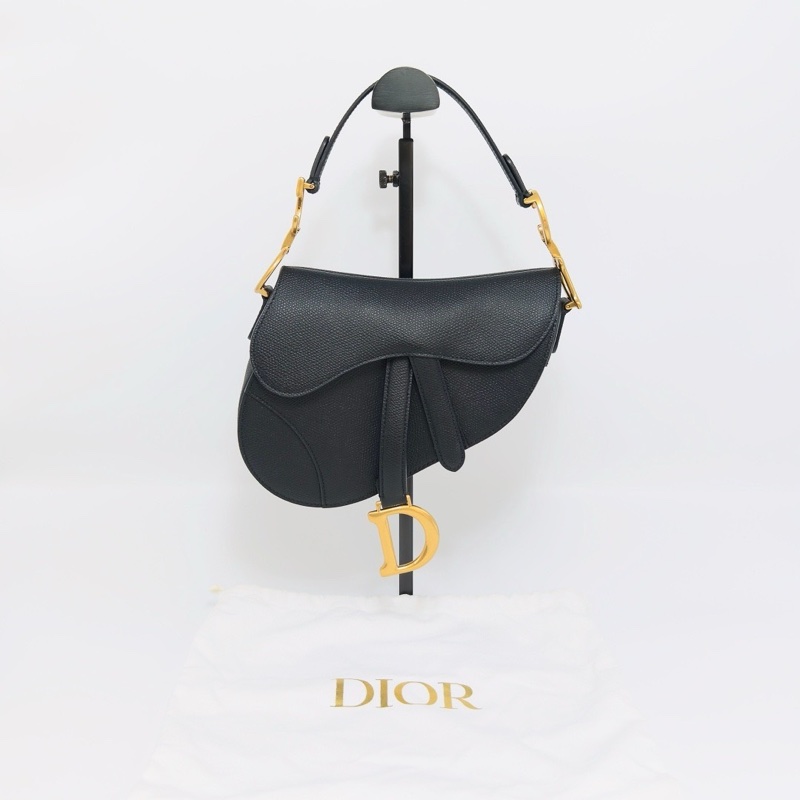 DIOR黑色金扣mini手提馬鞍包98新19*16*5配件塵袋-1