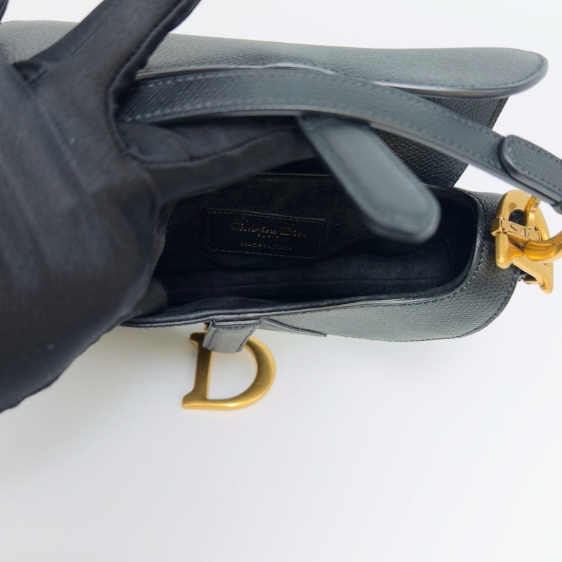 DIOR黑色金扣mini手提馬鞍包98新19*16*5配件塵袋-2