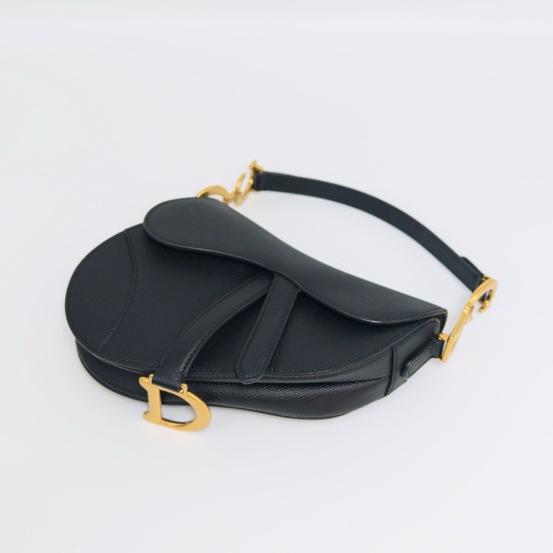 DIOR黑色金扣mini手提馬鞍包98新19*16*5配件塵袋-3