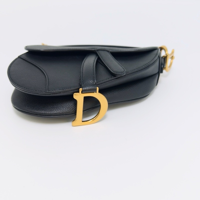 DIOR黑色金扣mini手提馬鞍包98新19*16*5配件塵袋-4
