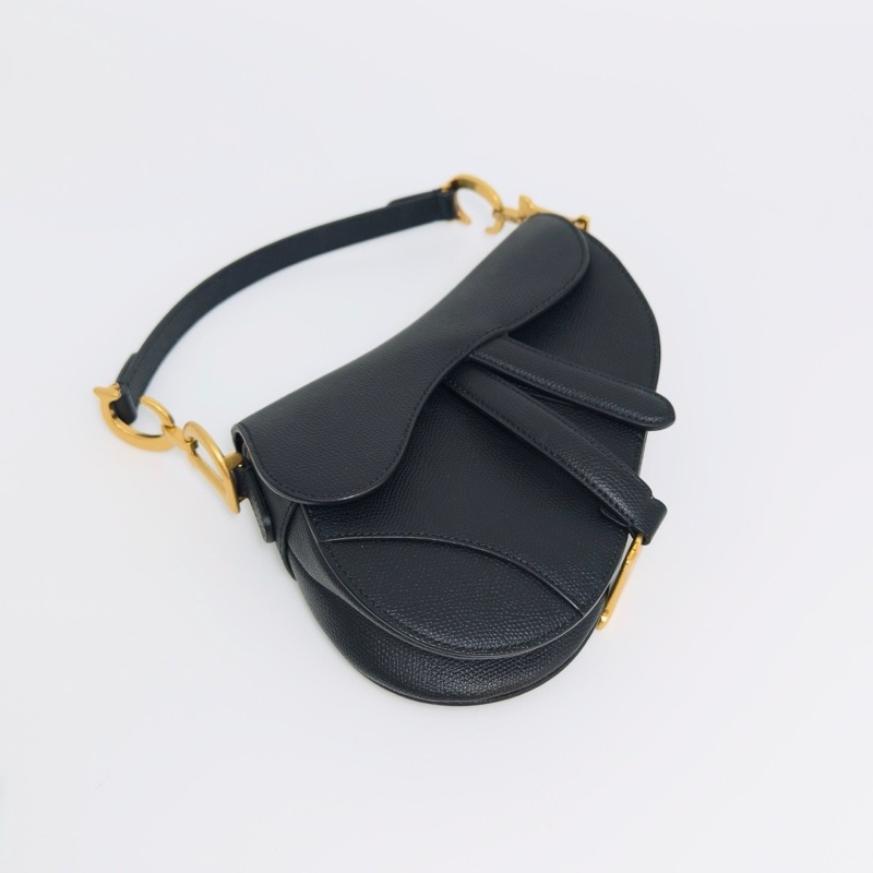 DIOR黑色金扣mini手提馬鞍包98新19*16*5配件塵袋-5