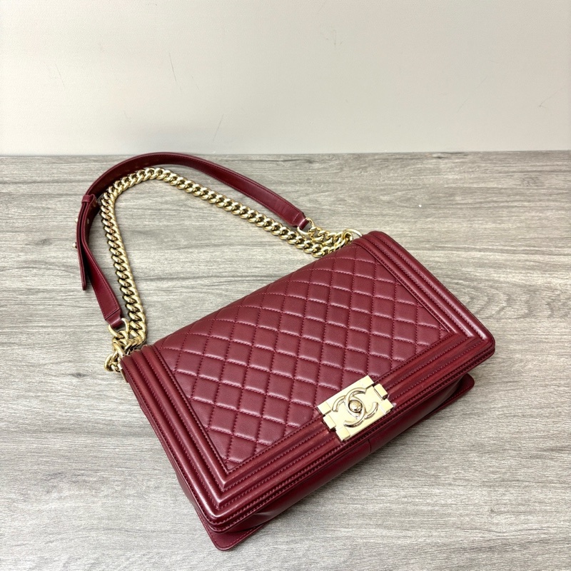 CHANEL 紅金leboy 肩背斜背鏈條包28*18*6 98新配件保卡塵袋-3