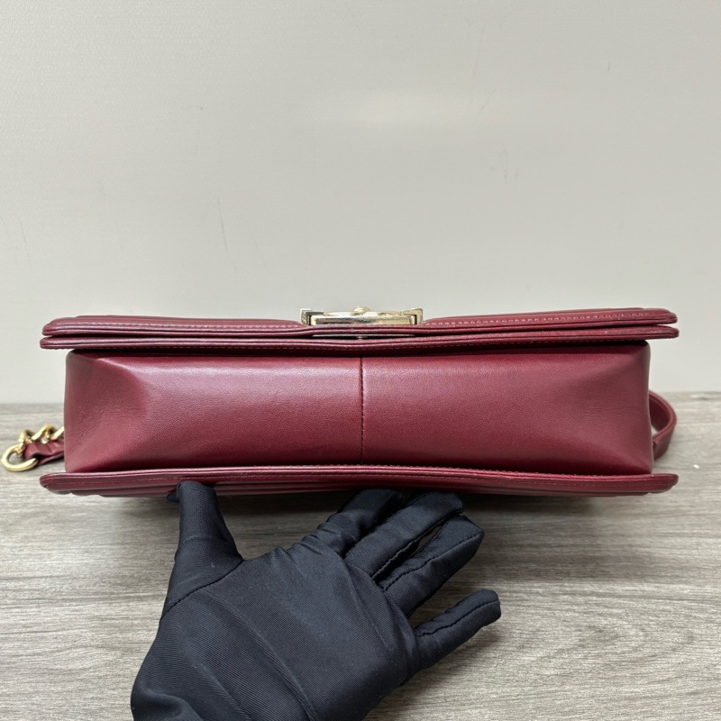 CHANEL 紅金leboy 肩背斜背鏈條包28*18*6 98新配件保卡塵袋-4