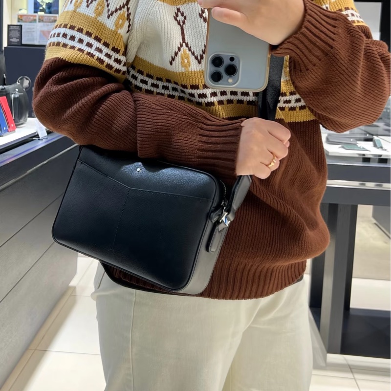 montblanc 萬寶龍 黑色 郵差包 斜背包 側背包 肩背包-4