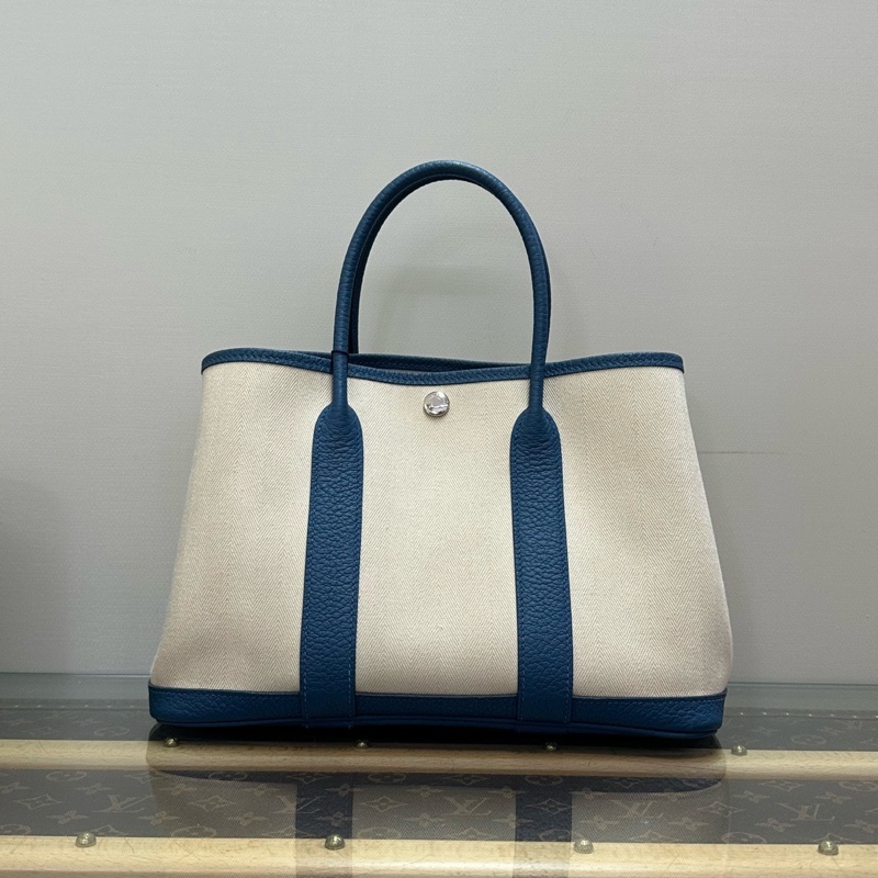HERMES 帆布拼皮花園30手提包30*21*14 98新配件塵袋-6