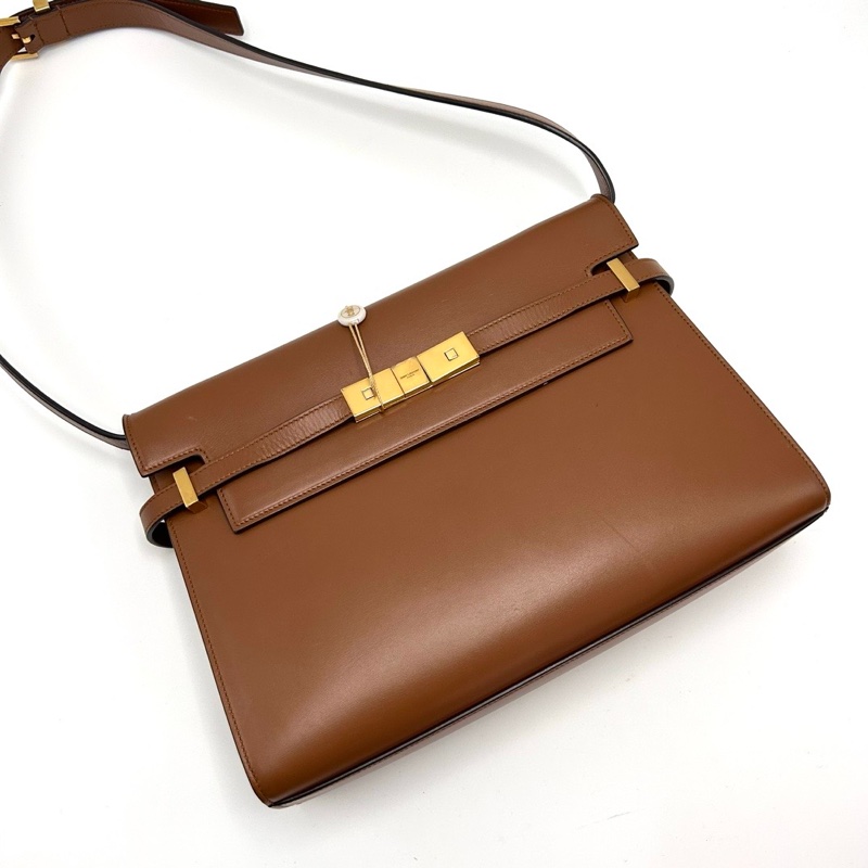 YSL 金棕曼哈頓中號牛皮手提肩背包29*21*8 98新配件塵袋-2