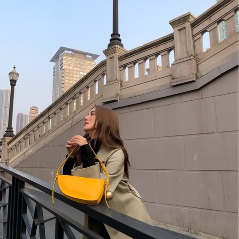 BURBERRY黃色Shield鈴鐺包24*12*6 98新配件塵袋