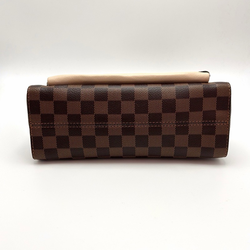 LV棕色棋盤格拼奶白色vavin小號肩背斜背包25*17*9 98新配件塵袋-4