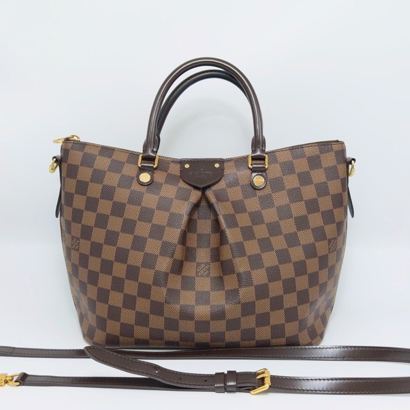 LV siena棕棋盤格中號手提肩背斜背餃子包28*23*15 98新配件塵袋-1