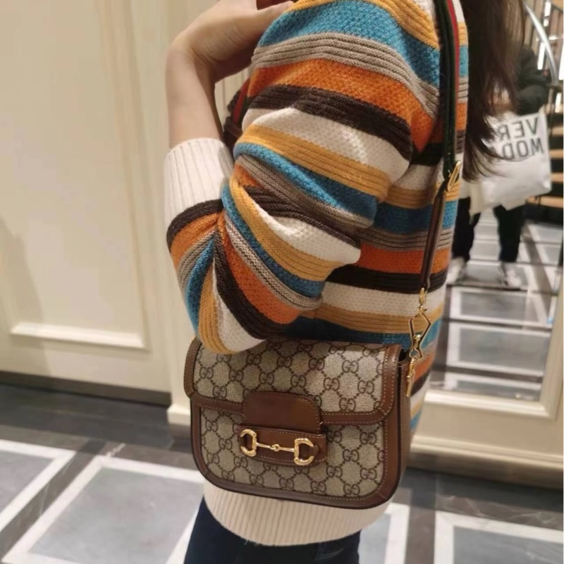 GUCCI 老花小號1955肩背斜背馬鞍包20.5*14.5*5 98新配件塵袋-0