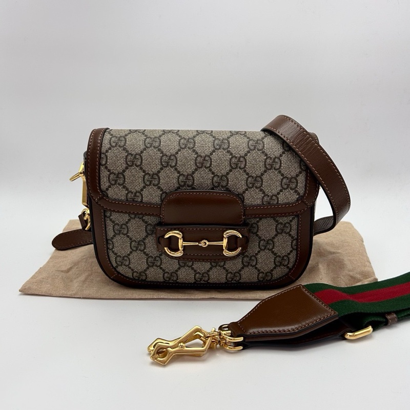 GUCCI 老花小號1955肩背斜背馬鞍包20.5*14.5*5 98新配件塵袋-1