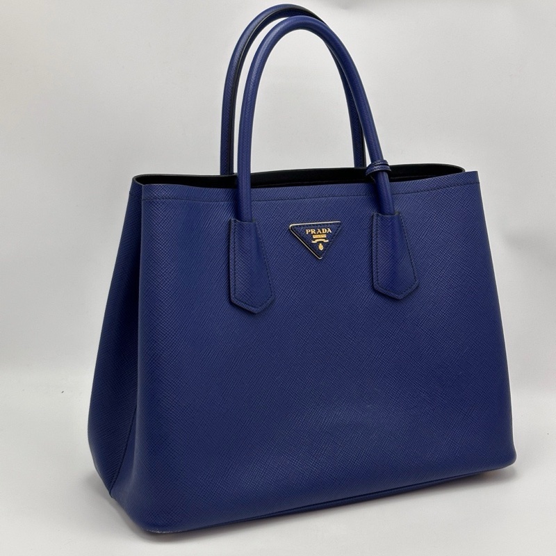 PRADA Double藍金十字紋手提肩背斜背殺手包33*25*15 98新配件塵袋保卡-2
