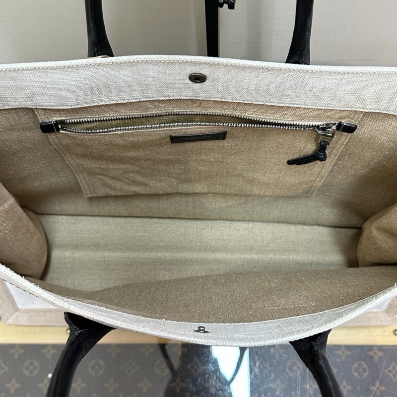 YSL 拼色帆布拼皮手提腋下托特包 48*36*16 98新配件塵袋-2