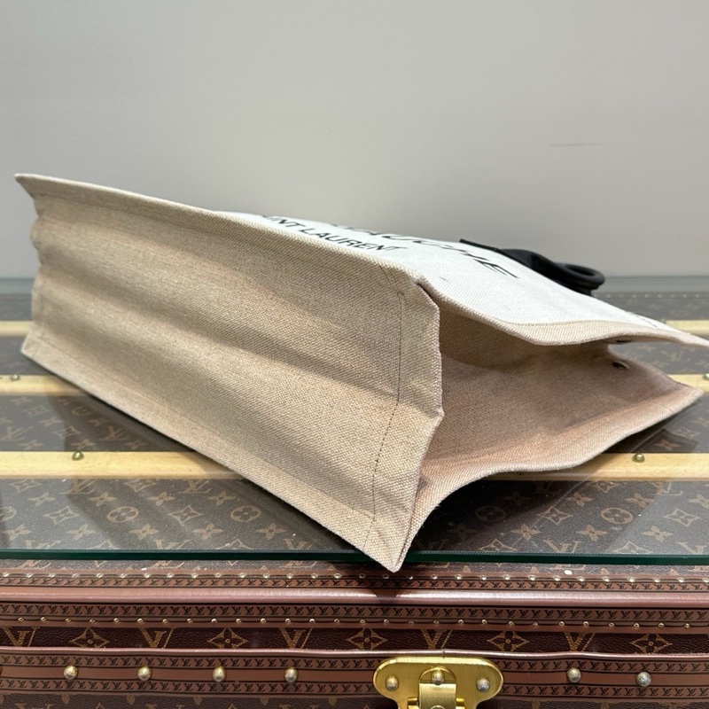 YSL 拼色帆布拼皮手提腋下托特包 48*36*16 98新配件塵袋-5