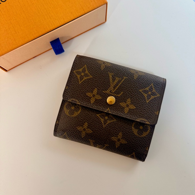 ✔️LV Louis Vuitton 路易威登 Monogram M61652 原花金扣三折零錢短夾-0
