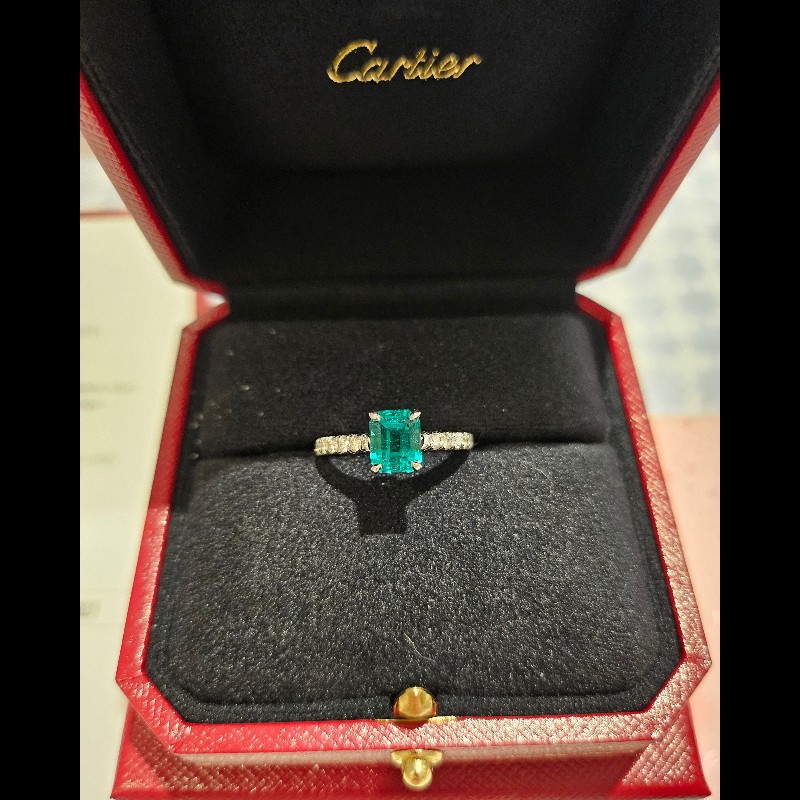 Cartier 祖母綠1. 42ct無油戒指-0