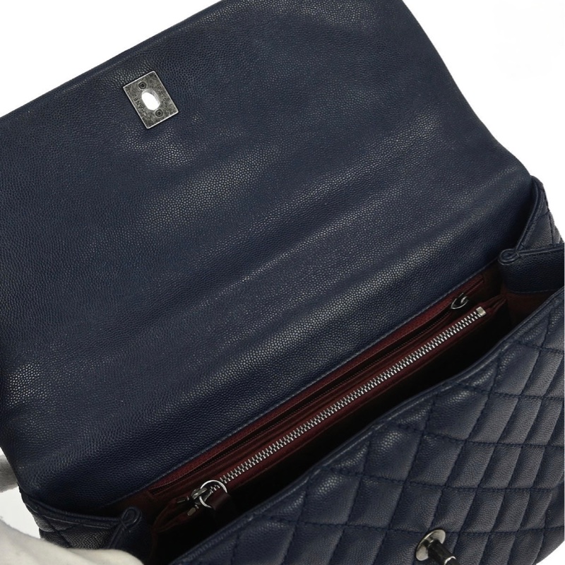 「JL精品代購」9 新 Chanel香奈兒coco handle 黑銀荔枝牛皮 2way手提/肩背包-8