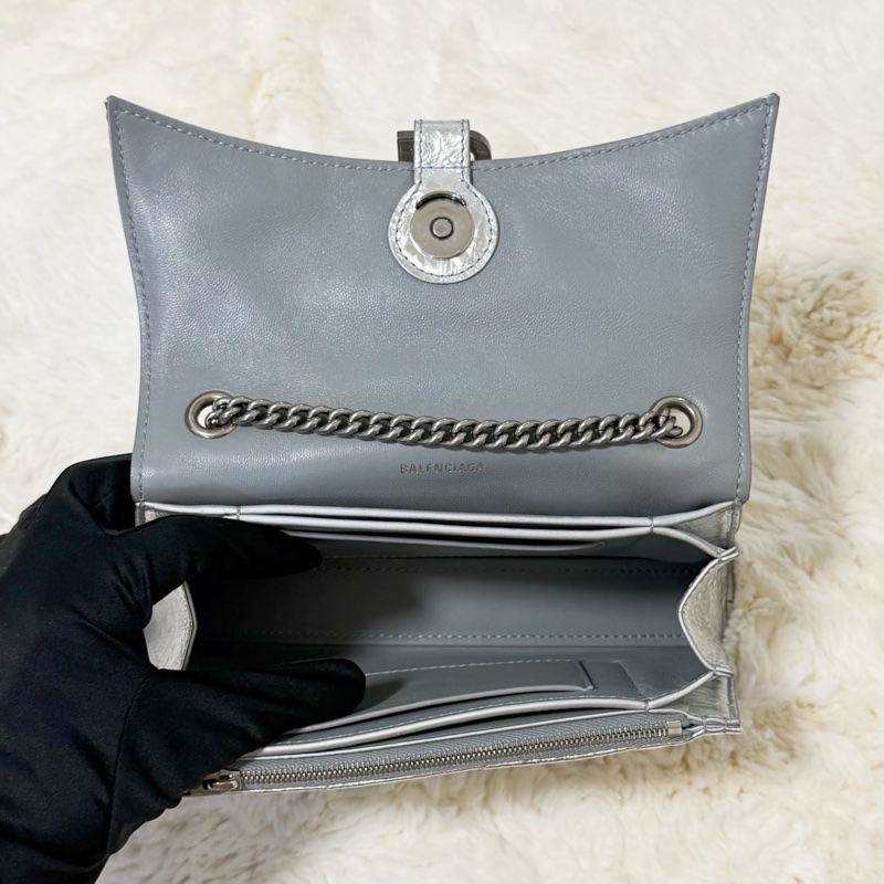 Balenciaga粉碎鏈條包 金屬銀 XS-2
