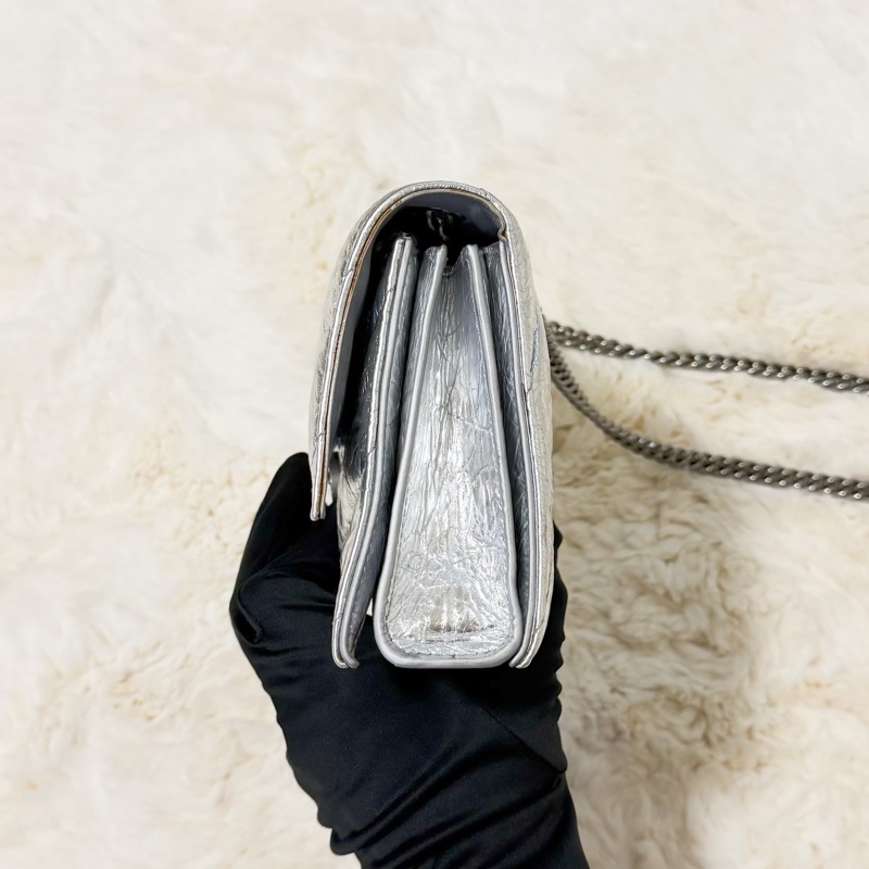Balenciaga粉碎鏈條包 金屬銀 XS-3