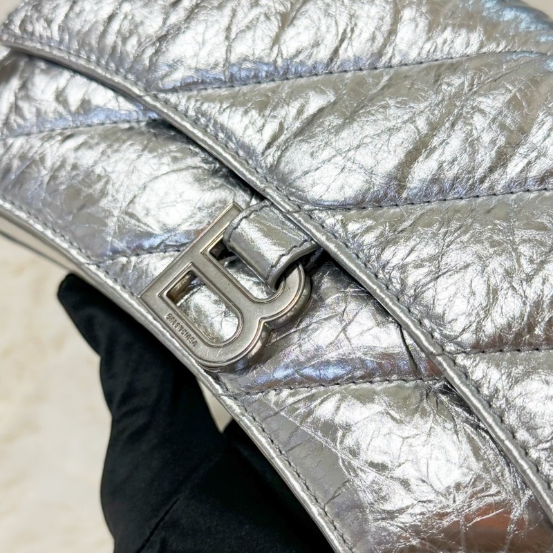Balenciaga粉碎鏈條包 金屬銀 XS-6