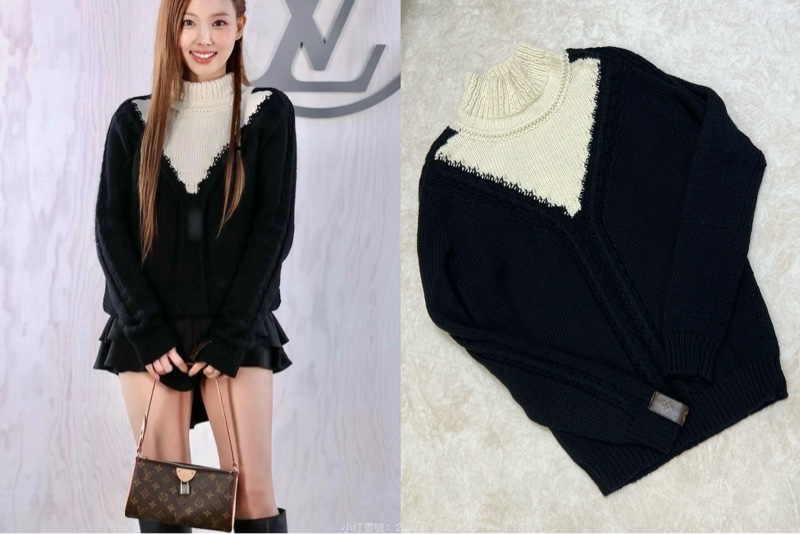 Louis Vuitton  LV 24SS撞色高領針織毛衣 Twice 娜璉同款-0