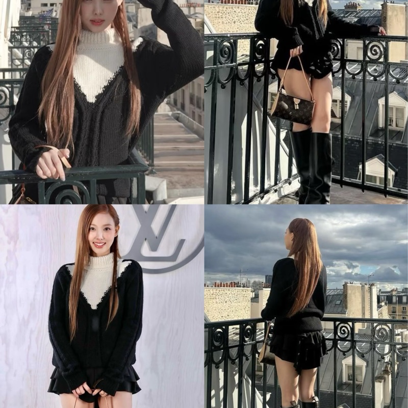 Louis Vuitton  LV 24SS撞色高領針織毛衣 Twice 娜璉同款-1