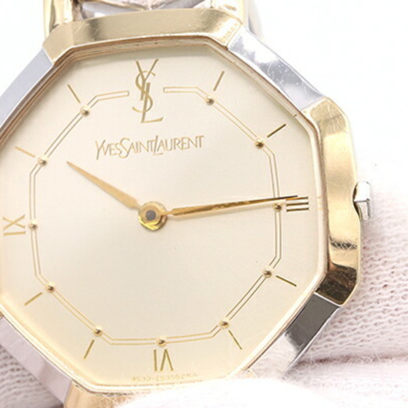 Yves Saint Laurent 女士八角形腕錶 4620-E62143 不鏽鋼石英雙色經典復古 YSL 八角形 Y-6