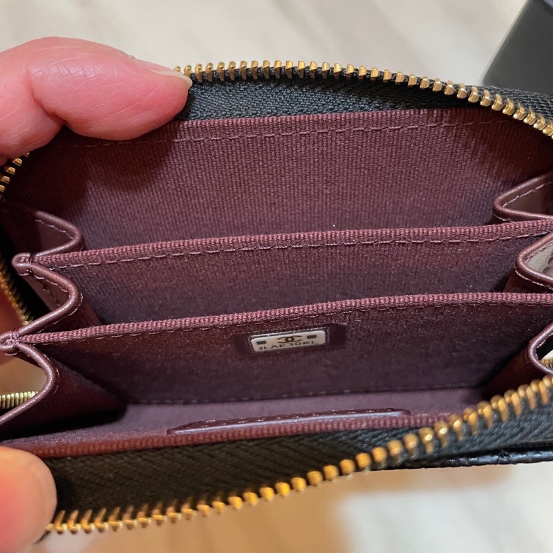 CHANEL AP0216 黑金荔枝零錢卡包(晶片款)-2
