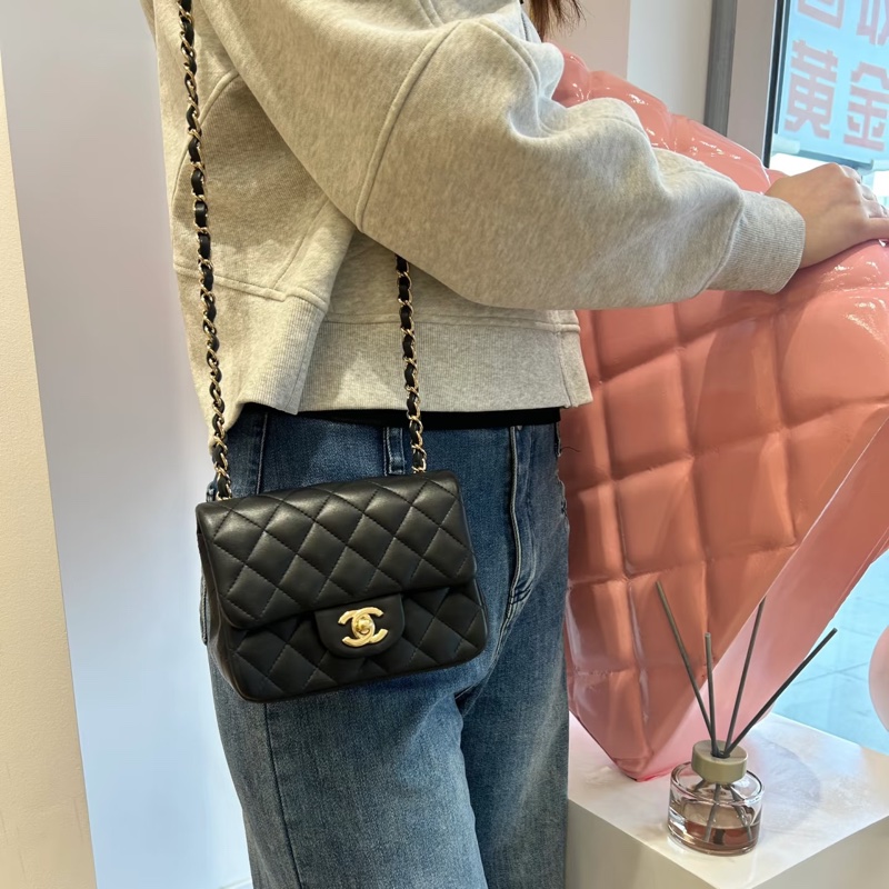 香奈兒 Chanel 方胖 荔枝牛皮 黑銀-2