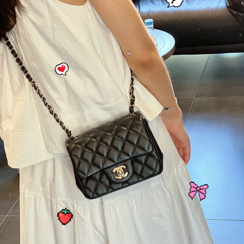 香奈兒 Chanel 方胖 荔枝牛皮 黑銀-4