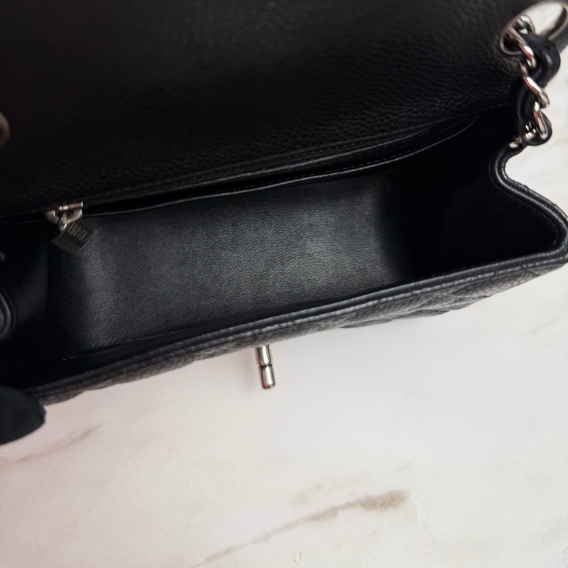 香奈兒 Chanel 方胖 荔枝牛皮 黑銀-13