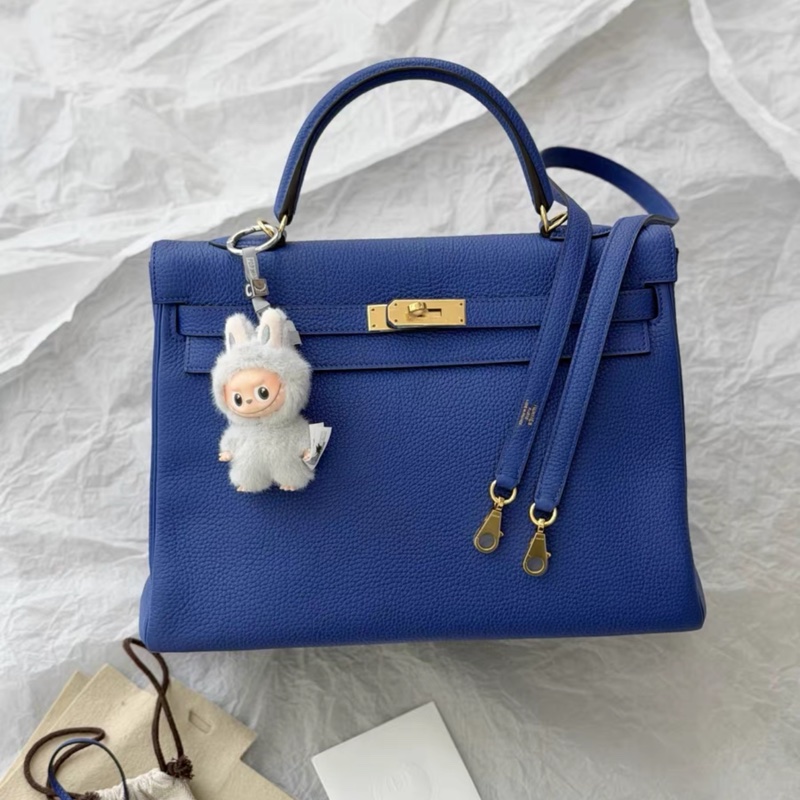 愛馬仕Kelly35 電光藍金扣togo皮 框O-0