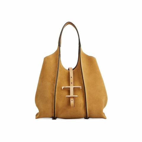 TODS 經典麂皮迷你購物斜背包 棕色 P3A S403