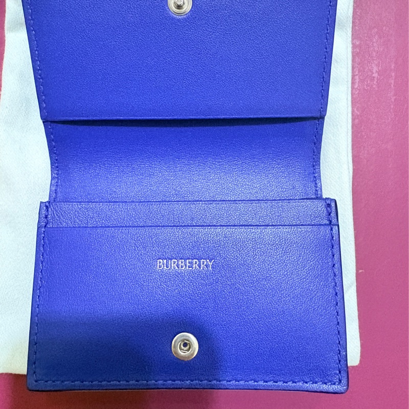 BURBERRY 藍色格紋防刮皮革卡夾-1