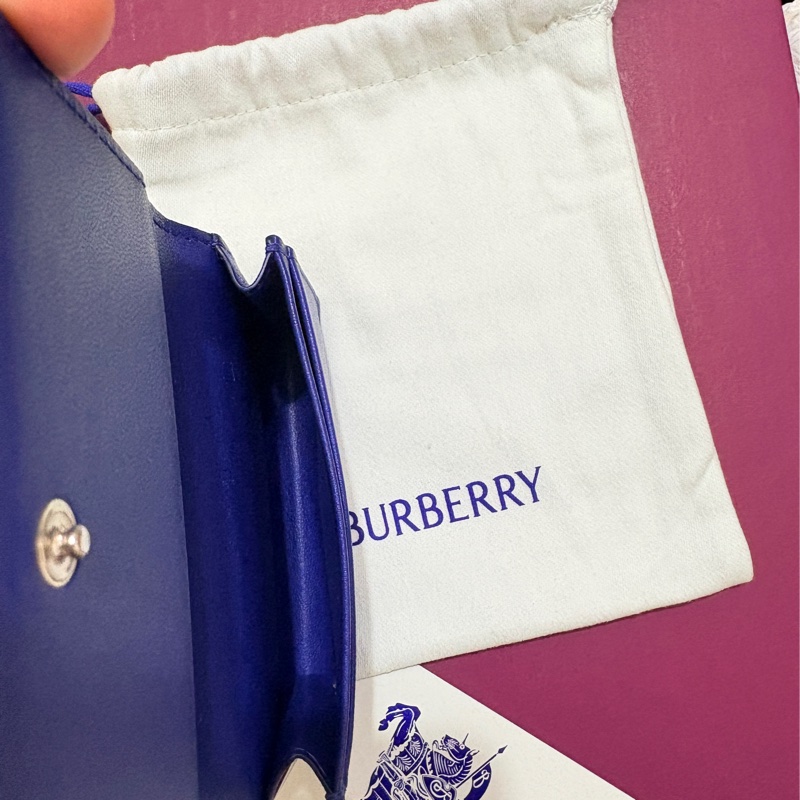 BURBERRY 藍色格紋防刮皮革卡夾-2