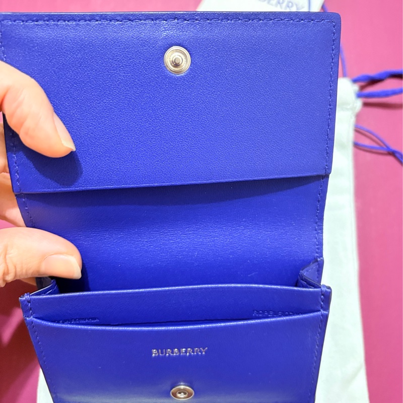 BURBERRY 藍色格紋防刮皮革卡夾-3