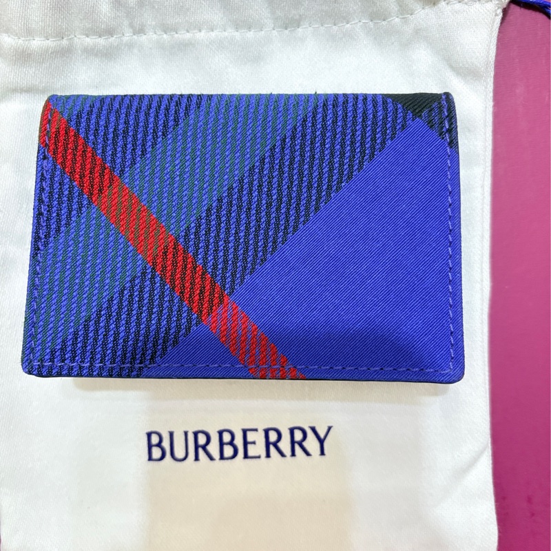 BURBERRY 藍色格紋防刮皮革卡夾-5