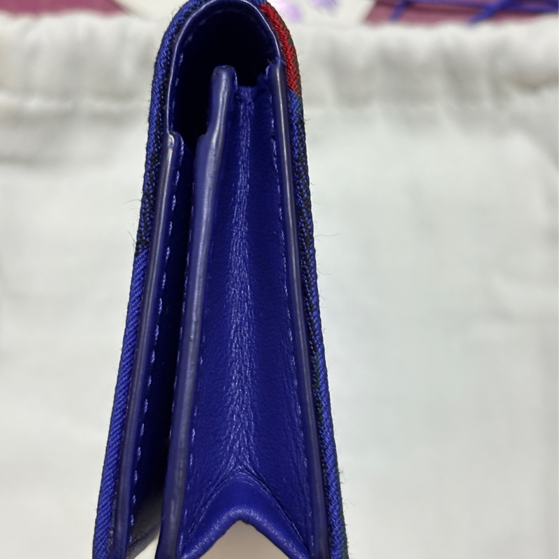 BURBERRY 藍色格紋防刮皮革卡夾-7