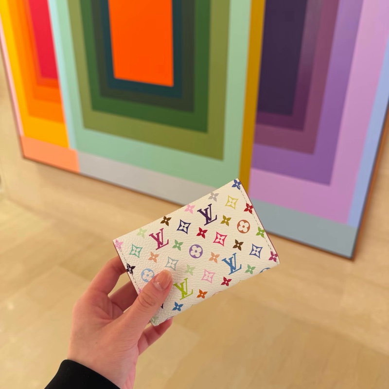 Louis Vuitton LV 村上隆 TM Slim Card Holder 白三彩卡包-4
