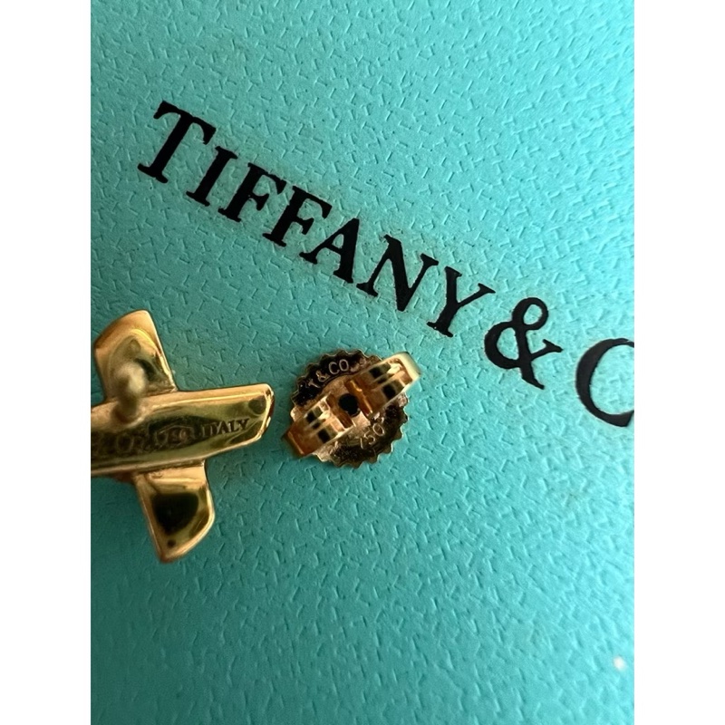 古董級二手真品Tiffany signature vintage 750 K金耳環-1