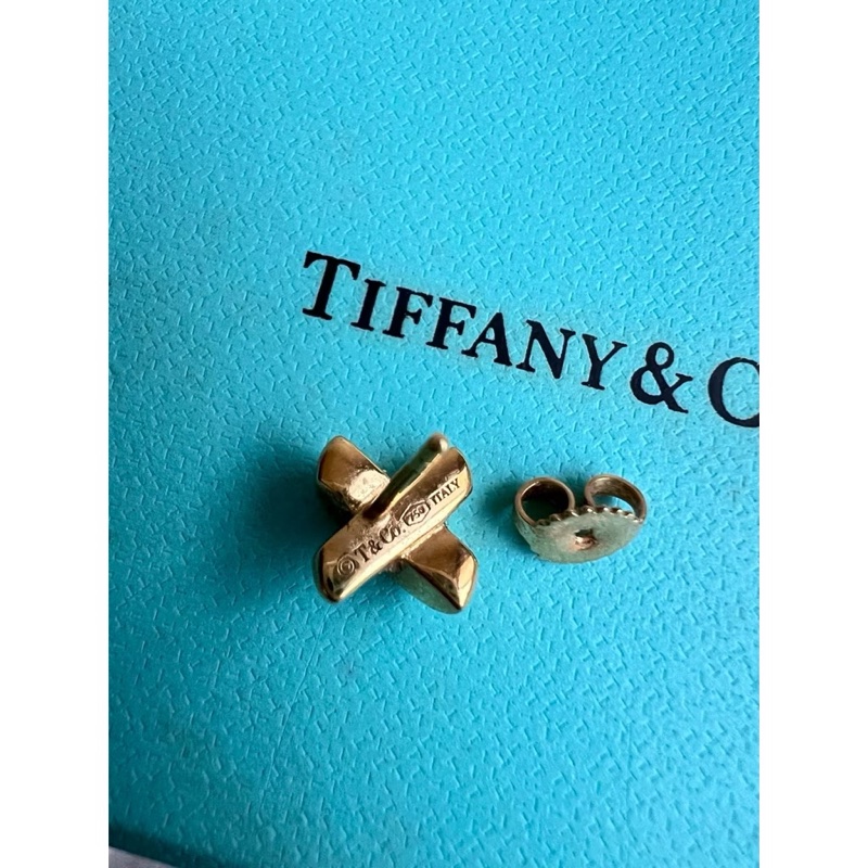 古董級二手真品Tiffany signature vintage 750 K金耳環-3