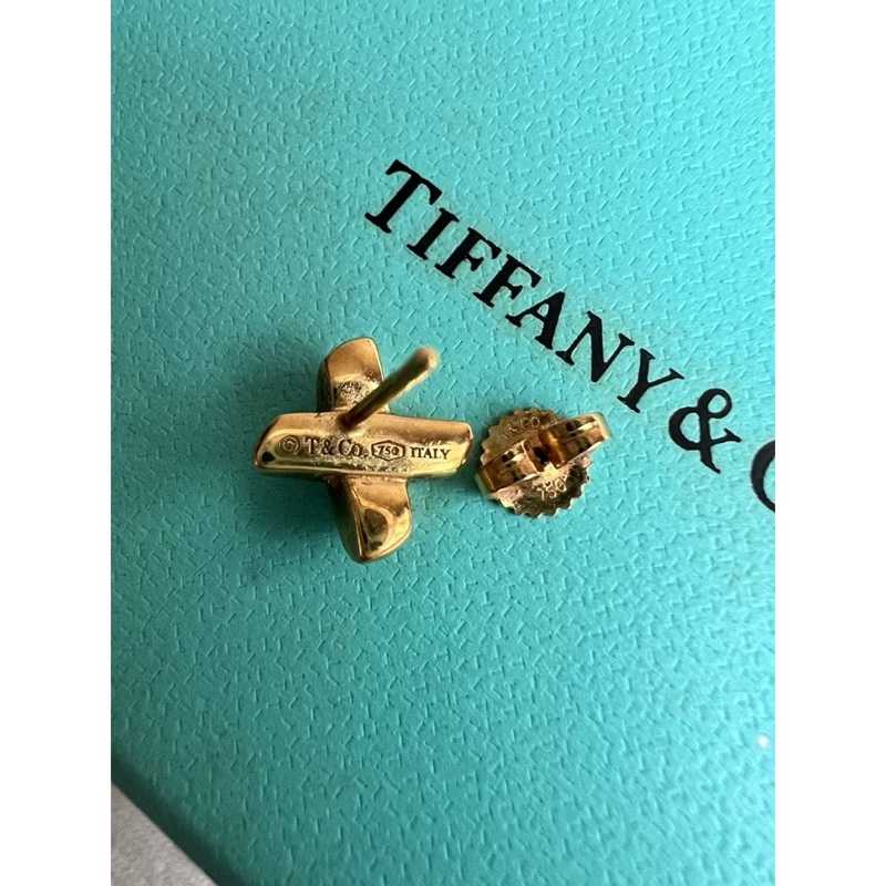 古董級二手真品Tiffany signature vintage 750 K金耳環-4