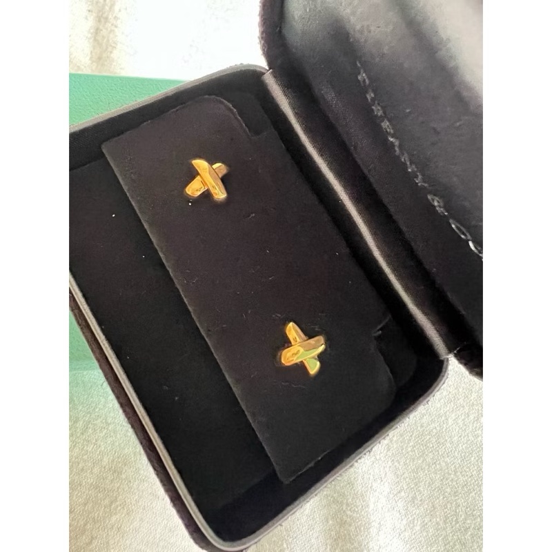 古董級二手真品Tiffany signature vintage 750 K金耳環-5